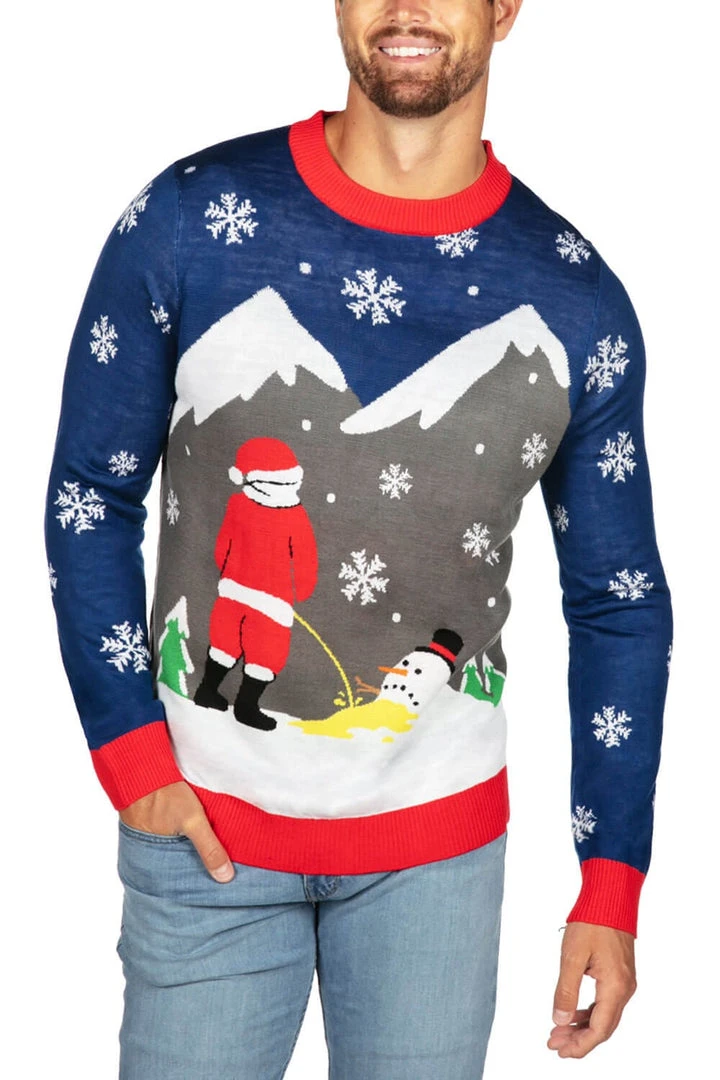 Tipsy Elves Men's Melting Snowman Ugly Christmas Sweater 3 Tipsy Elves Men's Melting Snowman Ugly Christmas Sweater