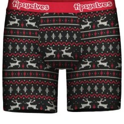 Tipsy Elves Men's Black And Red Fair Isle Boxer Briefs