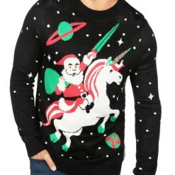 Tipsy Elves Men's Santa Unicorn Ugly Christmas Sweater