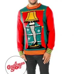 Tipsy Elves Men's Christmas Story Leg Lamp Ugly Christmas Sweater