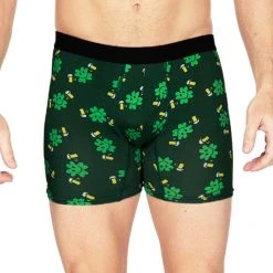 Tipsy Elves Men's Double-Fist Clover Boxer Briefs