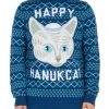 Tipsy Elves Men's Happy Hanucat Sweater