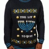Tipsy Elves Men's Too Lit To Quit Light Up Ugly Hanukkah Sweater