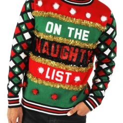 Tipsy Elves Men's Naughty Or Nice Reversible Sequin Ugly Christmas Sweater 9 Tipsy Elves Men's Naughty Or Nice Reversible Sequin Ugly Christmas Sweater
