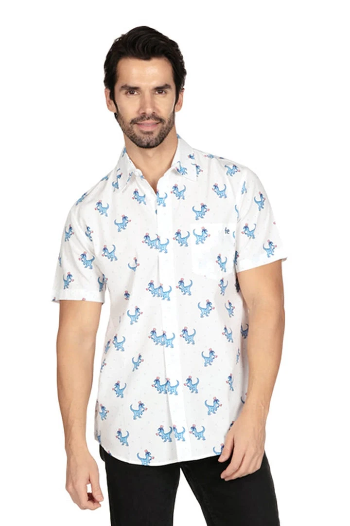 Tipsy Elves Patriotic Men's Prehistoric Patriot Button Down Shirt 4 Tipsy Elves Patriotic Men's Prehistoric Patriot Button Down Shirt