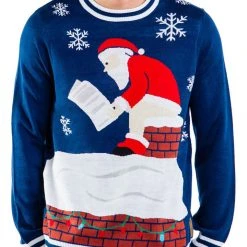 Tipsy Elves Men's Santa's Log On The Fire Ugly Christmas Sweater