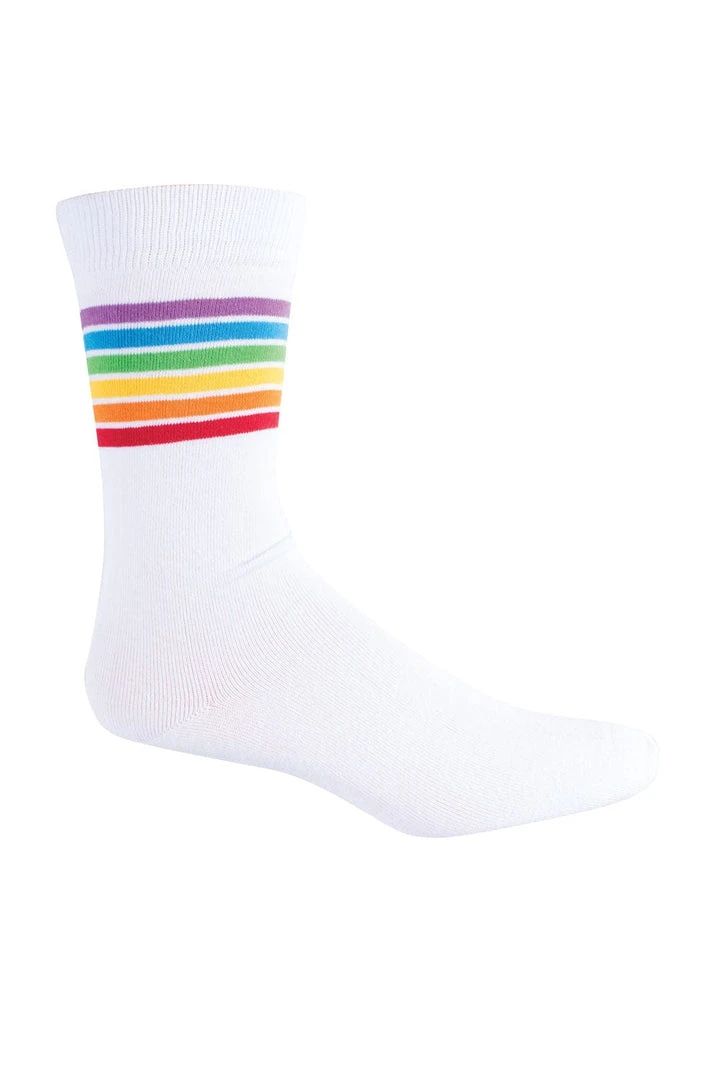 Tipsy Elves White Rainbow Socks - Men's Cut 3 Tipsy Elves White Rainbow Socks - Men's Cut