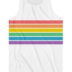 Tipsy Elves White Rainbow All The Way Tank Top - Men's Cut