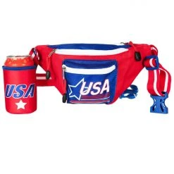 Tipsy Elves Red USA Fanny Pack W/ Drink Holder Patriotic