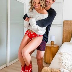 Tipsy Elves Beating Hearts Slipper Socks Women 9 Tipsy Elves Beating Hearts Slipper Socks Women