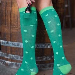 Tipsy Elves Women's Shamrock Shot Socks With Pockets