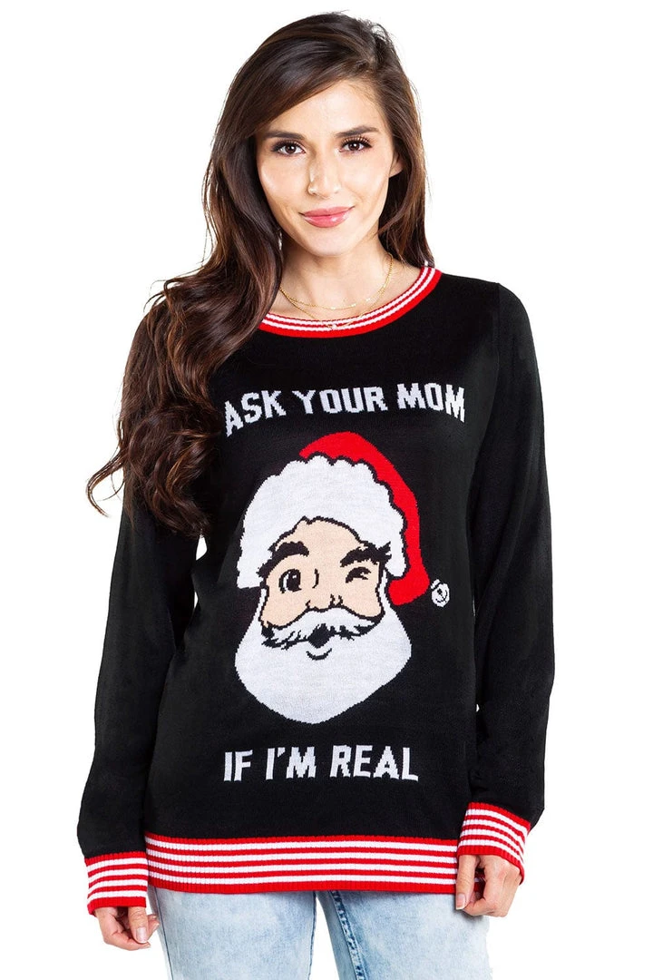 Tipsy Elves Women's Ask Your Mom Ugly Christmas Sweater 4 Tipsy Elves Women's Ask Your Mom Ugly Christmas Sweater