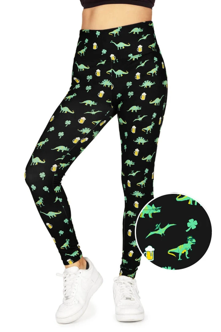 Tipsy Elves Women's Drinkosaurus Rex High Waisted Leggings 3 Tipsy Elves Women's Drinkosaurus Rex High Waisted Leggings