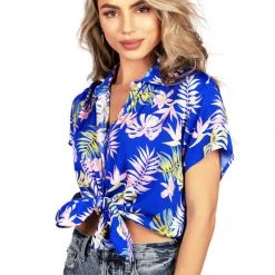 Tipsy Elves Women's Blue Lagoon Hawaiian Shirt Spring