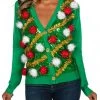 Tipsy Elves Women's Pom Party Ugly Christmas Cardigan