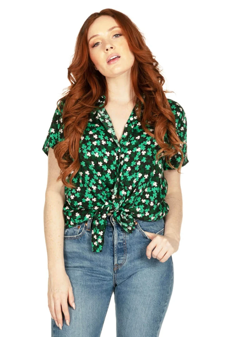 Tipsy Elves Women's Clover Floral Button Down Shirt 4 Tipsy Elves Women's Clover Floral Button Down Shirt
