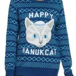 Tipsy Elves Women's Happy Hanucat Sweater