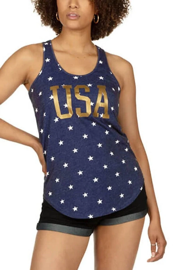 Tipsy Elves Women's Gold Foil USA Tank Top 4 Tipsy Elves Women's Gold Foil USA Tank Top