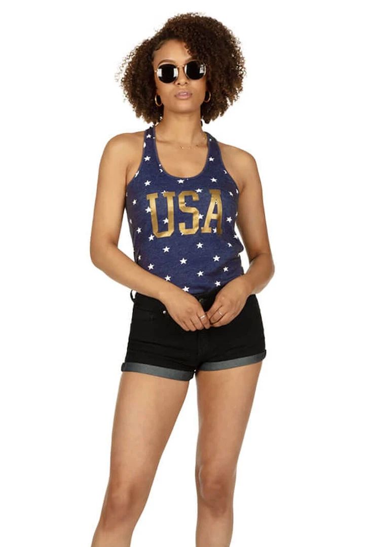 Tipsy Elves Women's Gold Foil USA Tank Top 5 Tipsy Elves Women's Gold Foil USA Tank Top