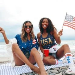 Tipsy Elves Women's Gold Foil USA Tank Top 11 Tipsy Elves Women's Gold Foil USA Tank Top