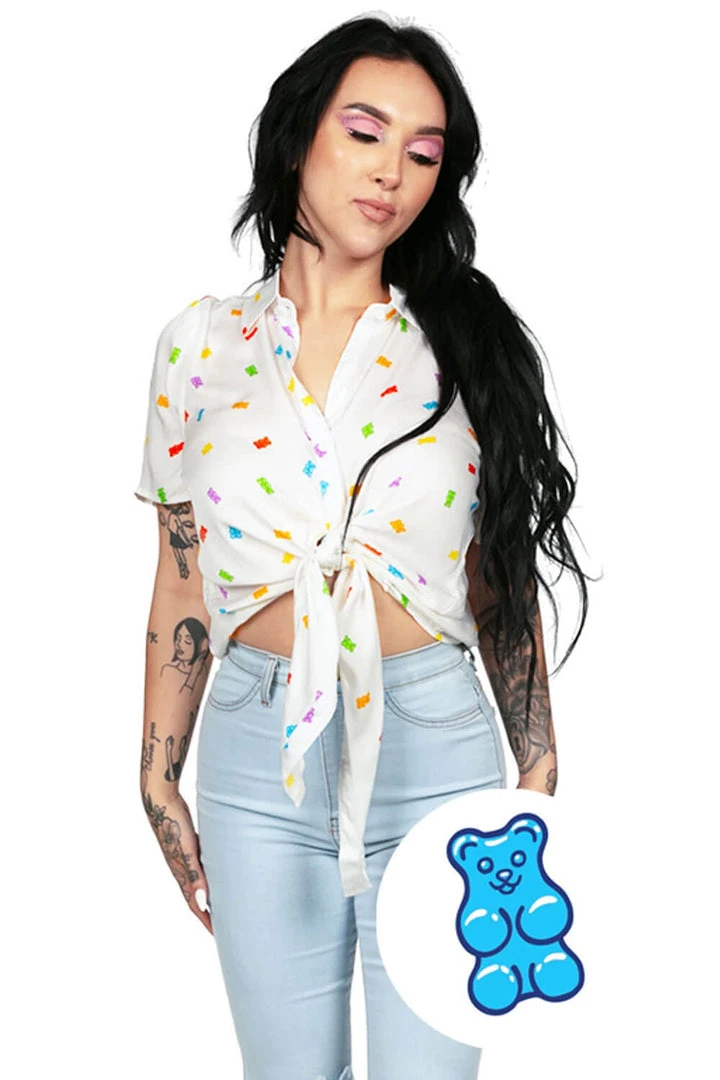 Tipsy Elves Gummy Galore Tie-Front Shirt - Women's Cut 3 Tipsy Elves Gummy Galore Tie-Front Shirt - Women's Cut