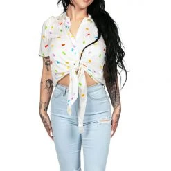 Tipsy Elves Gummy Galore Tie-Front Shirt - Women's Cut 9 Tipsy Elves Gummy Galore Tie-Front Shirt - Women's Cut