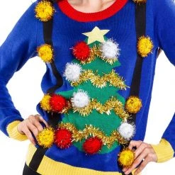Tipsy Elves Women's Ugly Christmas Tree Sweater With Suspenders