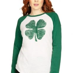 Tipsy Elves Women's Lucky Clover Long Sleeve Shirt