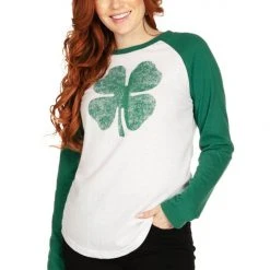 Tipsy Elves Women's Lucky Clover Long Sleeve Shirt 10 Tipsy Elves Women's Lucky Clover Long Sleeve Shirt