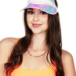 Tipsy Elves Summer Pink Iridescent Sun Visor Hat