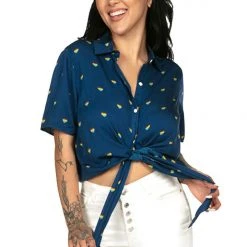 Tipsy Elves Rainbow Hearts Tie-Front Shirt - Women's Cut